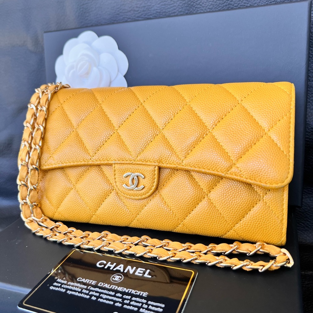 CHANEL Yellow Quilted Crossbody Bag